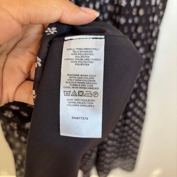 Ann Taylor Pleated A Line Floral Midi Dress Size 0 Black Sleeveless Elegant NWT - Picture 9 of 11